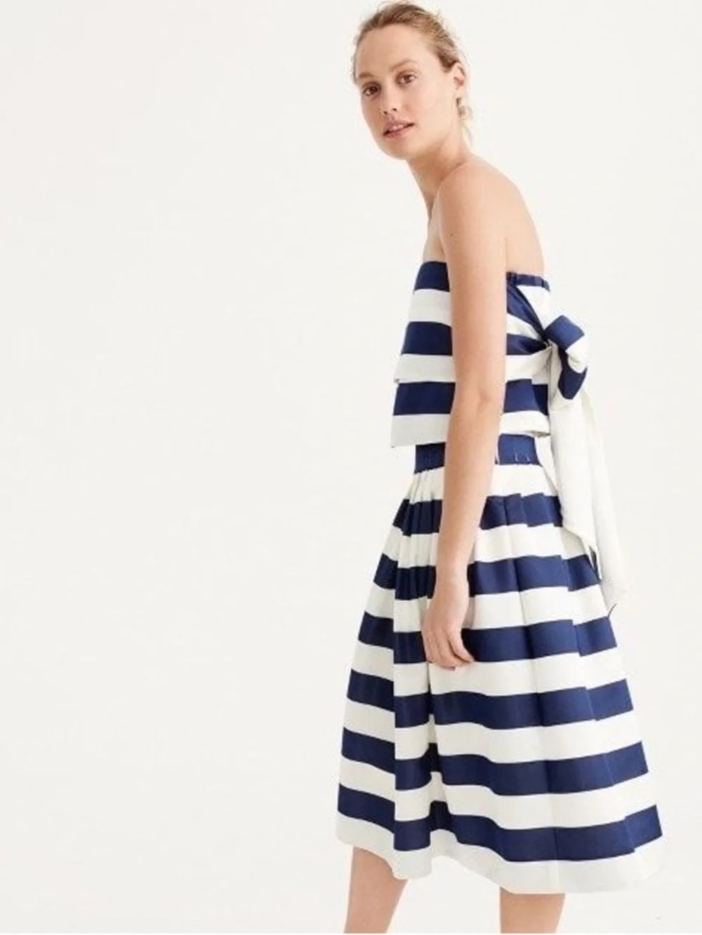 J.Crew Pleated Satin Top in Stripe - EUC